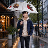 3 Fold White Puppy & Apple, Auto Open & Close Rain & Sun Dual Umbrella for Teens & Adults