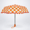 3fold Orange Frills and Checks Printed Umbrella for Teens & Adults