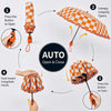 3fold Orange Frills and Checks Printed Umbrella for Teens & Adults