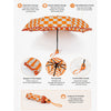 3fold Orange Frills and Checks Printed Umbrella for Teens & Adults