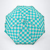 3fold Turquoise Frills and Checks Printed Umbrella for Teens & Adults