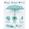 3fold Turquoise Frills and Checks Printed Umbrella for Teens & Adults