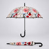 Black Floral Tile Print Umbrella for Teens & Adults