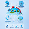 3D Face Blue Dino Spikes Umbrella for Kids-3-8Y