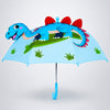 3D Face Blue Dino Spikes Umbrella for Kids-3-8Y