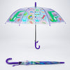 Transparent Croc Dino Panel Purple Handle Printed Umbrella for Kids-3-6Y