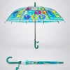 Transparent Dual Dino Panel Green Handle Printed Umbrella for Kids-3-6Y