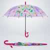 Transparent Dino Panel Pink Handle Printed Umbrella for Kids-3-6Y
