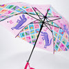 Transparent Dino Panel Pink Handle Printed Umbrella for Kids-3-6Y