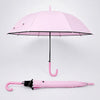 Pastel Pink Solid Black border Umbrella for Adults