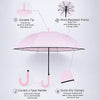 Pastel Pink Solid Black border Umbrella for Adults