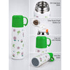Green Checks Cup Lid Design, Sleek Stainless Steel Thermos & Water Bottle for Kids, 350ml
