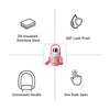 Party Hat Puppy Pink Stainless Steel Premium Insulated Water Bottle | 800 ml