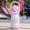 Pink Puppy Design, Stainless Steel Dual Lid Water Bottle for Kids, 500ml