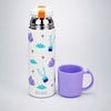 Purple Checks Cup Lid Design, Sleek Stainless Steel Thermos & Water Bottle for Kids, 350ml