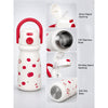 White Red Apple Design, Stainless Steel Dual Lid Water Bottle for Kids, 500ml