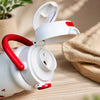 White Red Apple Design, Stainless Steel Dual Lid Water Bottle for Kids, 500ml