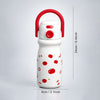 White Red Apple Design, Stainless Steel Dual Lid Water Bottle for Kids, 500ml