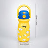 Yellow Blue Clouds Design, Stainless Steel Dual Lid Water Bottle for Kids, 500ml