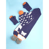 3Pcs Navy & Orange Fox Matching Beanie Winter Cap, Mufflers And Gloves Set | 5-10 Years
