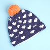 3Pcs Navy & Orange Fox Matching Beanie Winter Cap, Mufflers And Gloves Set | 5-10 Years