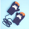 3Pcs Navy & Orange Fox Matching Beanie Winter Cap, Mufflers And Gloves Set | 5-10 Years
