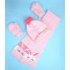 3Pcs Pink Bunny Rabbit Matching Beanie Winter Cap, Mufflers And Gloves Set | 5-10 Years