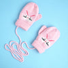 3Pcs Pink Bunny Rabbit Matching Beanie Winter Cap, Mufflers And Gloves Set | 5-10 Years