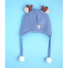 Blue Baby Antler Knitted Soft Woolen Winter Cap With Tie Up | 6-18 Months