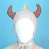 Cream Baby Horns Knitted Soft Woolen Winter Cap With Tie Up | 6-18 Months