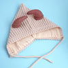 Cream Baby Horns Knitted Soft Woolen Winter Cap With Tie Up | 6-18 Months