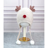 Cream Baby Antler Knitted Soft Woolen Winter Cap With Tie Up | 6-18 Months