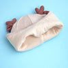 Cream Baby Antler Knitted Soft Woolen Winter Cap With Tie Up | 6-18 Months