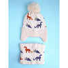 2Pcs Cream Dino Themed Beanie Winter Cap With Matching Neck Cuff Style Muffler | 5-15 Years