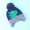 2Pcs Blue Green Face Dino Themed Beanie Winter Cap With Matching Neck Cuff Style Muffler