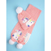 2Pcs Peach Unicorn Themed Beanie Winter Cap With Matching Long Style Neck Muffler | 4-10 Years