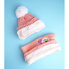 2Pcs Peach Unicorn Themed Beanie Winter Cap With Matching Neck Cuff Style Muffler | 4-10 Years