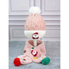 2Pcs Pink Santa Christmas Themed Winter Cap Beanie With Matching Long Style Neck Muffler | 3-10 Years