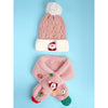2Pcs Pink Santa Christmas Themed Winter Cap Beanie With Matching Long Style Neck Muffler | 3-10 Years