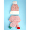 2Pcs Pink Santa Christmas Themed Winter Cap Beanie With Matching Long Style Neck Muffler | 3-10 Years