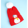 2Pcs Red Snowman Themed Beanie Winter Cap With Matching Neck Cuff Style Muffler | 4-10 Years