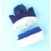 2Pcs Blue Red Face Dino Themed Beanie Winter Cap With Matching Neck Cuff Style Muffler