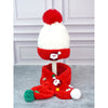 2Pcs Red Santa Christmas Themed Winter Cap Beanie With Matching Long Style Neck Muffler | 3-10 Years