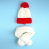 2Pcs White, Red Nose Reindeer Themed Winter Cap Beanie With Matching Long Style Neck Muffler | 3-10 Years