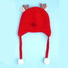 Red Baby Antler Knitted Soft Woolen Winter Cap With Tie Up | 6-18 Months