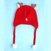 Red Baby Antler Knitted Soft Woolen Winter Cap With Tie Up | 6-18 Months