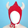 Red Baby Horns Knitted Soft Woolen Winter Cap With Tie Up | 6-18 Months