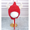Red Baby Horns Knitted Soft Woolen Winter Cap With Tie Up | 6-18 Months