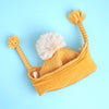 Yellow Butterfly Knitted Soft Woolen Winter Cap With Tie Up | 6-18 Months