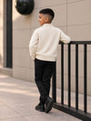 Cream Cable-Knit Winter Cardigan, Christmas Sweater for Kids